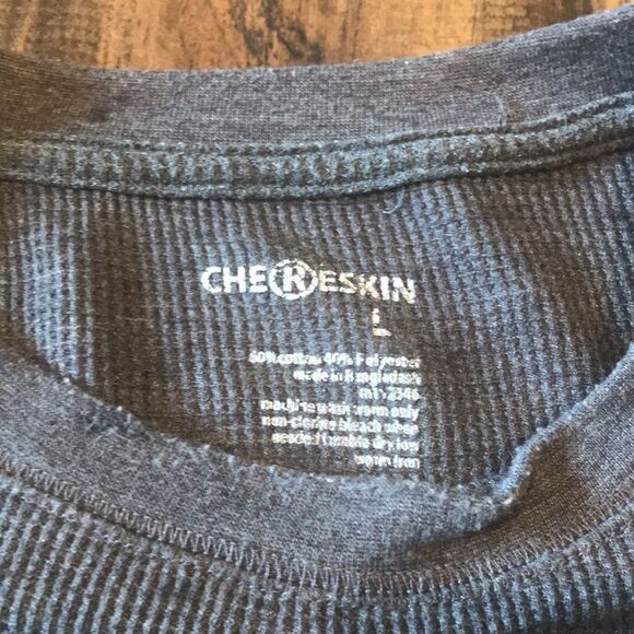 Men's L Grey Long Sleeve Ribbed Henley - Picture 4 of 5